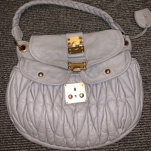 Miu Miu Handbags - Miu Miu Bags | Miu Miu Matelasse Coffer Hobo|Gray